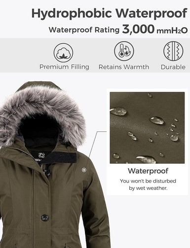 Wantdo Women's Winter Warm Puffer Coat Water Resistant Outdoor Jacket Windproof - Picture 5 of 6
