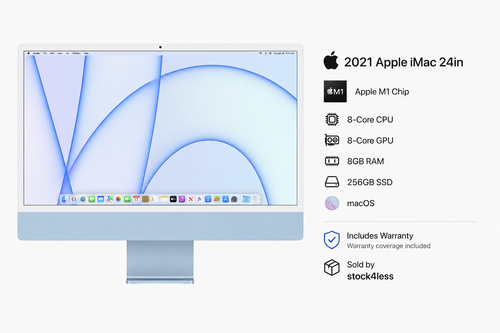 iMac 24 Zoll M1 8-Core CPU 7-Core GPU 8GB 256GB SSD macOS Garantie - Bild 1 von 10