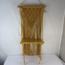 Yellow Macrame Wall Hanging Shelf Plant Holder Home Decor Woven Boho Chic 37