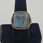 VTG Milor Italy Labradorite Cabochon Vermeil Sterling Silver Ring Size 8 - 12.7g