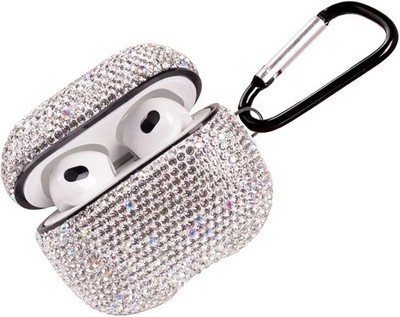 AirPods Ladecase Hülle Strass Stoßfest Schlüsselanhänger Einheitsgröße Weiß Rosa