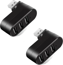 3 Port USB Hub 90°/180° Rotatable, 2 Pack USB 3.0 Splitter Adapter for MacBook