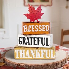 Fall Decorations for Home, Fall Decor - 4 PCS Wooden FALL - Maple Leaves
