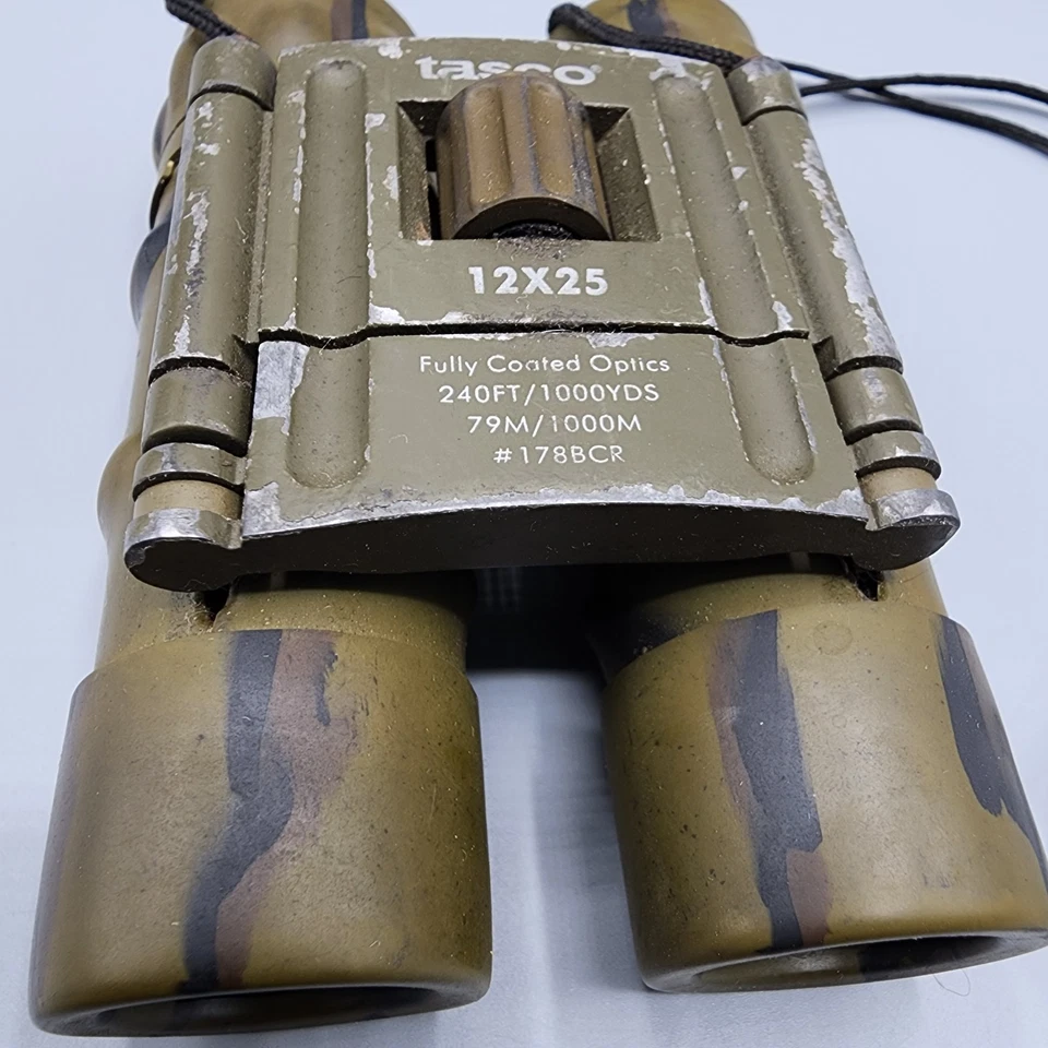 TASCO BINOCULARS 12x25 MODEL 178BCR FULLY COATED OPTICS CAMMO DESIGN 240’/1000yd - Image 2 of 4