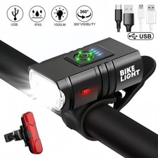 Mountain Bike Lights USB Rechargeable Bicycle T6 LED Torch Front Rear Lamp Set