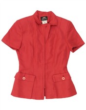 Roman's Womens Short Sleeve Full Zip Blazer Jacket IT 42 Medium Red Linen DR04