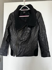 Luxury Black Nappa Leather Wool Quilted Jacket