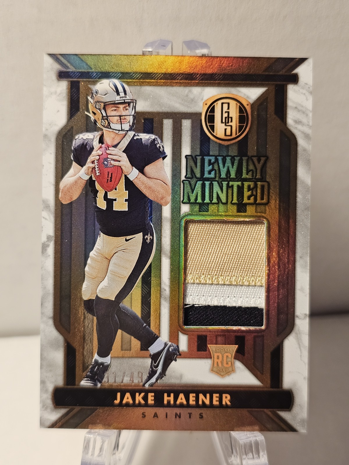 2023 Panini Gold Standard Jake Haener Newly Minted Mem RC White Gold /49
