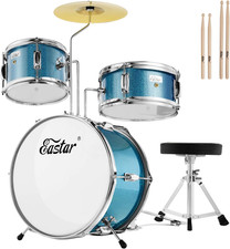 Batteria per Bambini per Età 3-10 Anni, Junior Drum Set Con Rullante, Tom, Granc