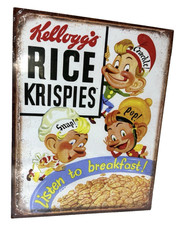 Kellogg's Rice Krispies Snap Crackle Pop Tin Sign decor 12.5" x 16" Made in USA