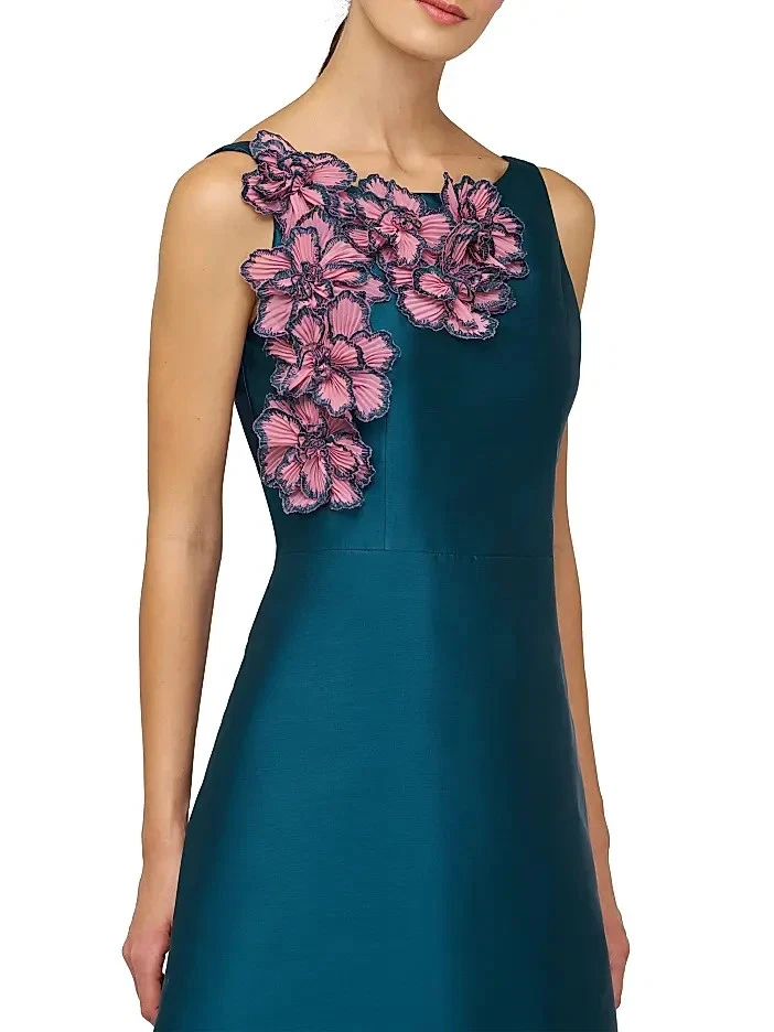 New, Kay Unger Giselle Floral Appliqué Sleeveless Gown in Lotus Pink Sz 14 #LD56 - Image 4 of 4