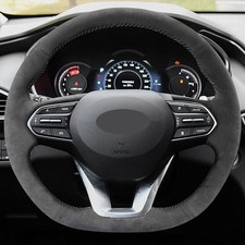 Suede Black Steering Wheel Leather Cover For Hyundai Palisade 2020 2021 2022