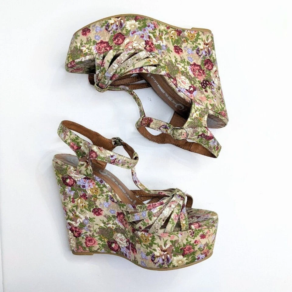 Jeffrey Campbell Swansong Floral Wedges Womens 6 Fabric Platform Strappy Sandals - Image 4 of 4