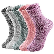 Pleneal Wool Socks for Women - Womens One Size 5 Pairs Solid Multicolor,6-10