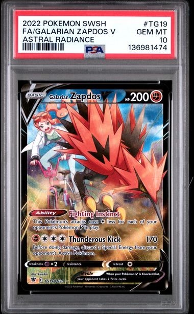 2022 Pokemon #TG19 Galarian Zapdos V Astral Radiance PSA 10