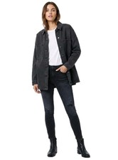 HUDSON Women's M Denim Shacket Shirt Jacket Retro Black Wash Cotton Oversized