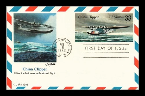 DR JIM STAMPS US FIRST DAY CARD CHINA CLIPPER 33C AIR MAIL FLEETWOOD