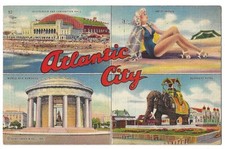 Atlantic City c1944 Elephant Hotel, Bathing Beauty, Convention Hall War Memorial