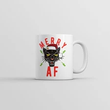 Merry AF Mug Funny Christmas Kitten Graphic Coffee Cup