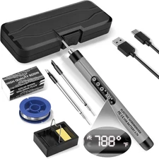 Mini Cordless Soldering Iron Kit USB Rechargeable Cordless LCD Adjustable Temp