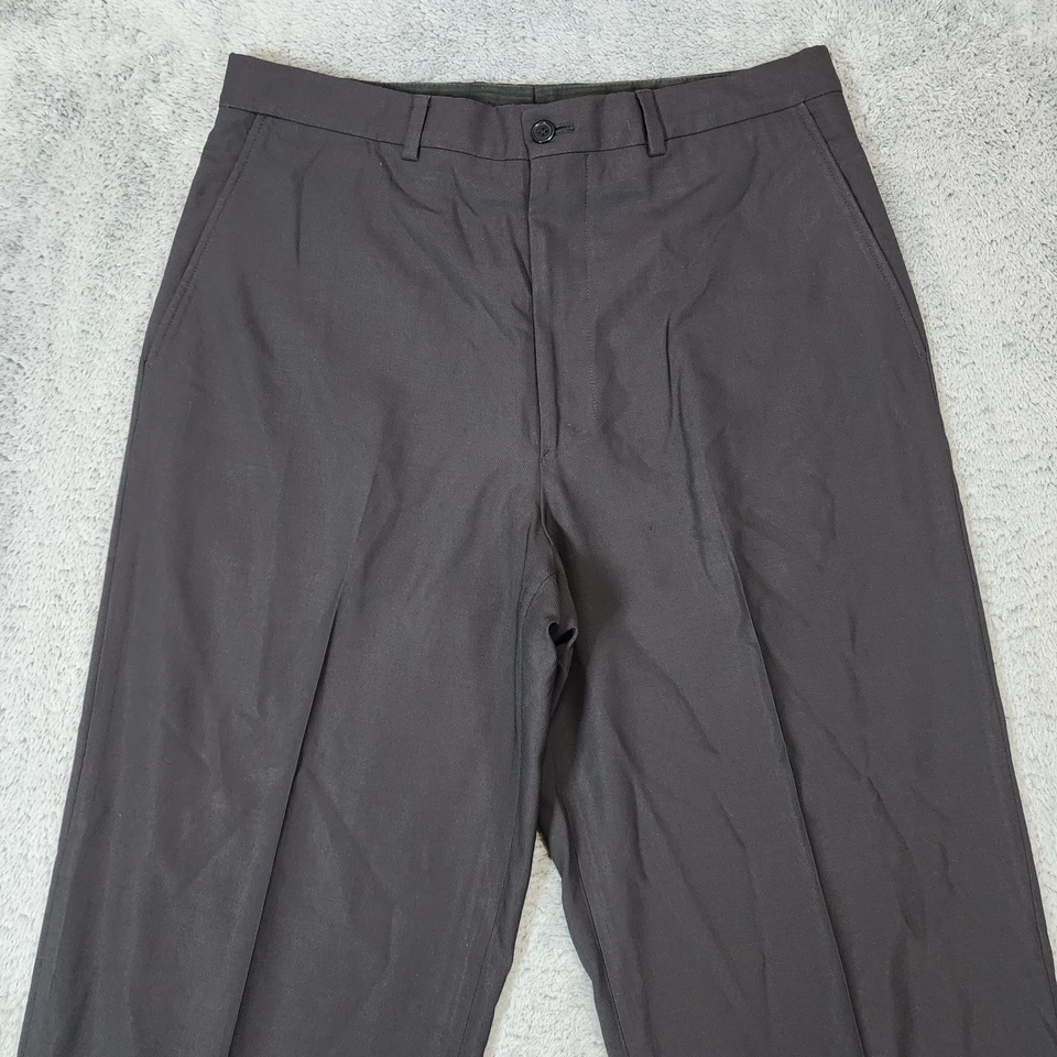 Pantalones de Lana Armani Collezioni Para Hombre 32x28 Negro Plisado Vestido Puños Hecho en Italia Foto 3 de 4