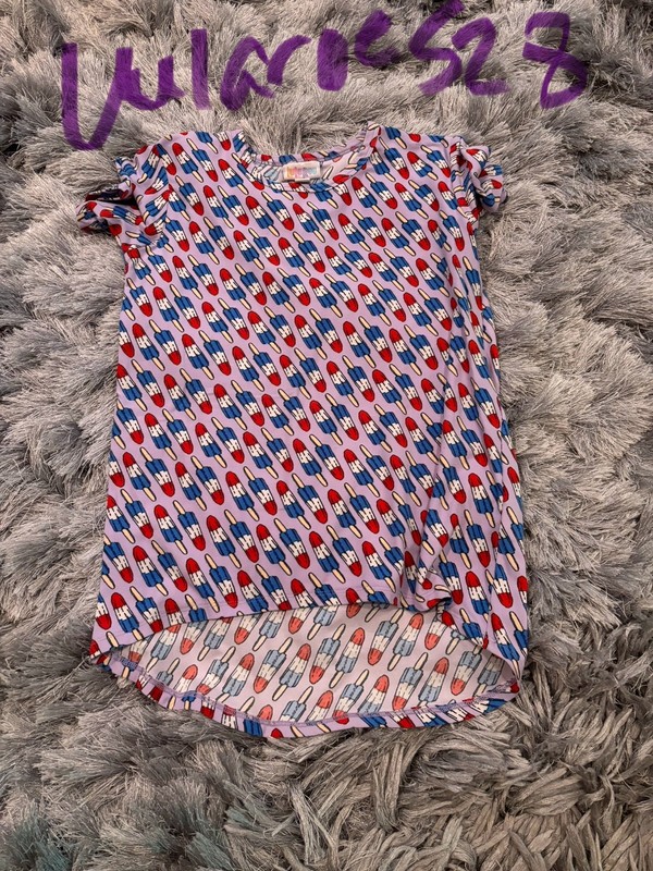 Girls Lularoe Fourth Of July shirt size 8 short sleeve w/popscicles 