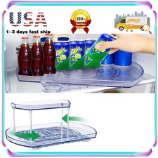 2 Tier Turntable Organizer in Clear w/ 360  Rotatable Slide Rail for Kitchen
