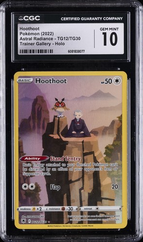 2022 POKEMON ASTRAL RADIANCE TRAINER GALLERY - HOLO HOOTHOOT CGC 10 GEM MINT