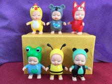 Cute Whimsical Minature Dolls Figurines Set Of 6 - New 8cm - 9cm
