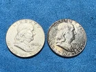 Lot Of 2 - Circulated Ben Franklin Silver Half Dollars  1963