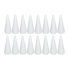 16 Pack Craft Foam Tree Cones for DIY Arts and Crafts 2.37 x 5.56in White pol...