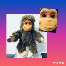 Vintage 1994 9 Monkey Plush Flocked Face Hosung