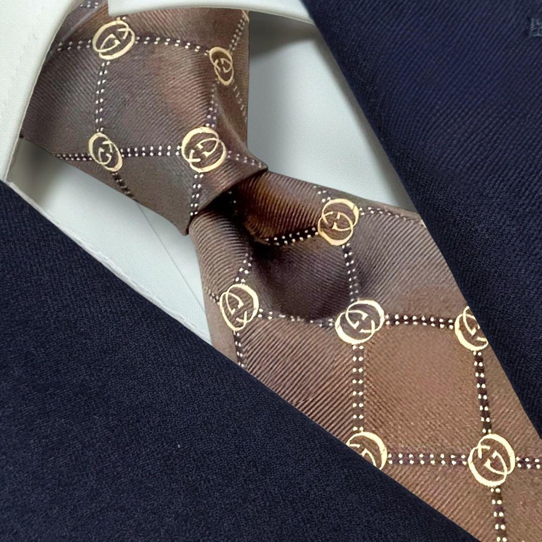205 GUCCI tie GG pattern interlocking check patte… - image 1
