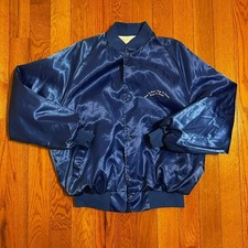 Vintage 80s Blue "Let's Keep it Real " Graphic Jacket Size XL