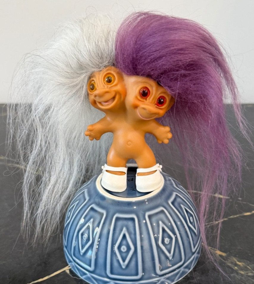 Vintage 1965 UNEEDA Troll Doll Two Headed Double Headed Wool