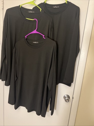 Trendy Queen Womens Black Oversized Long Sleeve T Shirts Basic Crewneck Black - Picture 4 of 4