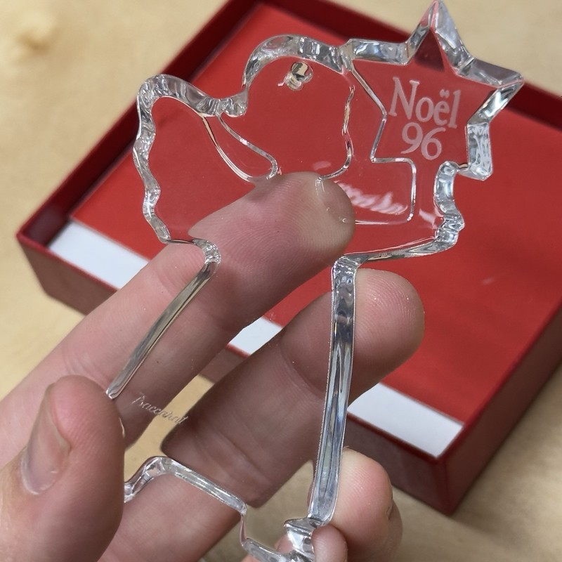 Baccarat Crystal Christmas Ornament Noel 1995 Beveled Edges Cherub Angel Heart