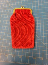 Vintage Red Velvet Kiss Lock Coin Purse Wallet Gold Tone Frame Textured Velour