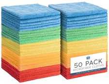 S T INC. 50 Pack Microfiber Cleaning Cloth, Bulk Towels for Home, Reusable Mi...