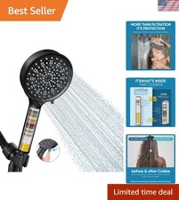 Luxury Handheld Filtered Shower Head - 1.8 GPM with 6 Settings in Matte Black