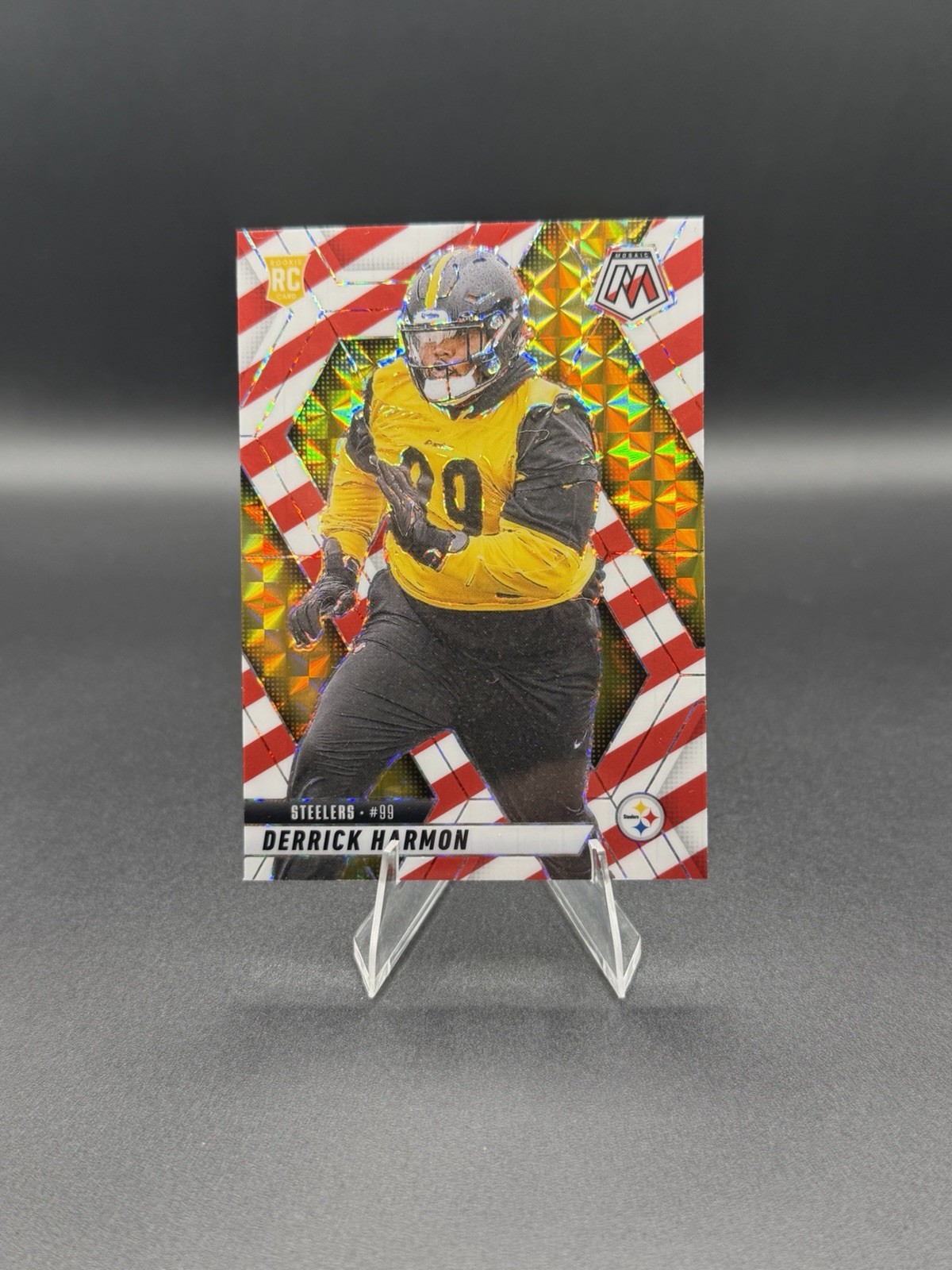 2025 Panini Mosaic - Rookies Derrick Harmon #327 Red & White Stripe Prizm (RC)