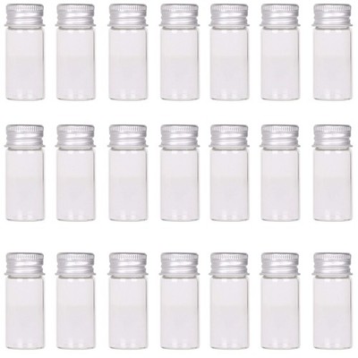 MaxMau 24 Sets 10ml Glass Vials Small Bottles Mini Tiny Jars with Clear