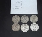6 Walking Liberty Half Dollars 1943-1944 P-D