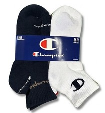CHAMPION SOCKS BOYS - QUARTER CUT 263 - NAVY WHITE - YOUTH LARGE 5Y-7Y PACK 6