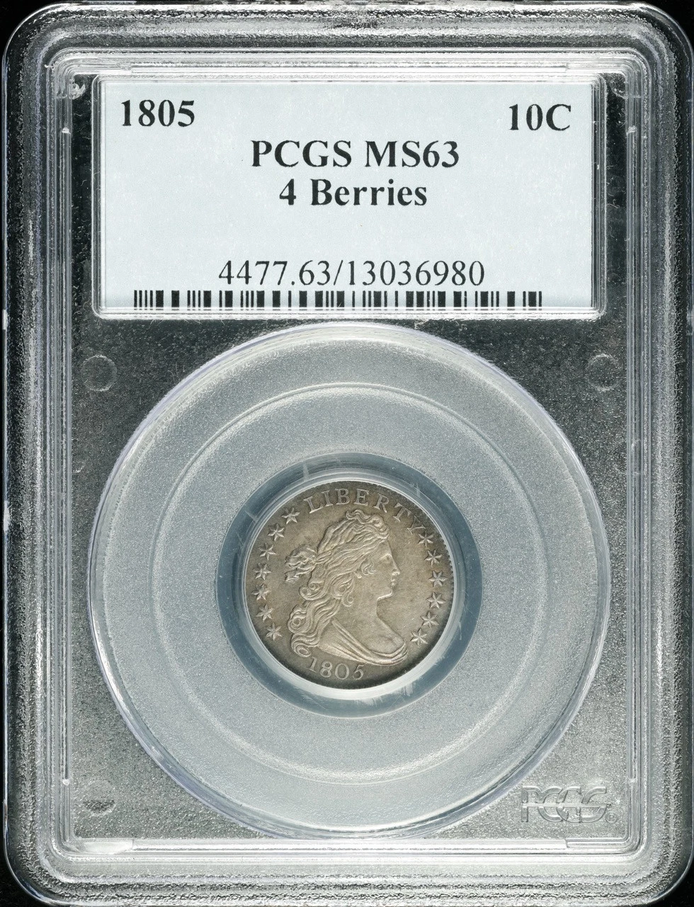 1805 Draped Bust Dime PCGS MS-63 4 Berries