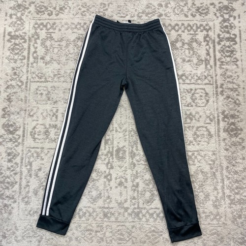Adidas Pants Youth Kids 3-Stripes Gray Active Casual Joggers Size Large 14/16 - Picture 3 of 7