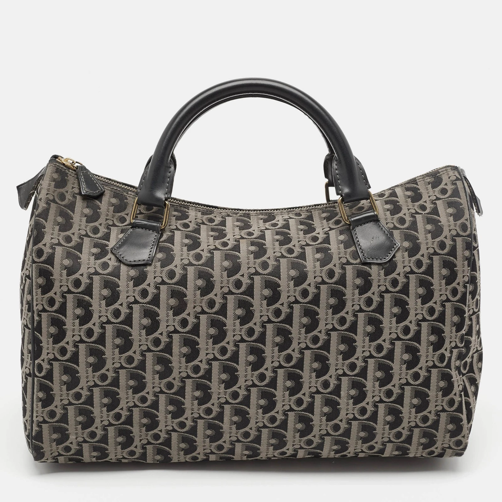 Sac Boston Dior bleu marine en tissu et cuir Diorissimo