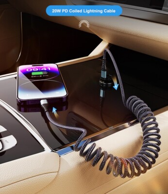 20W Auto Spiral USB C Kabel Schnellladen für iPhone16/15/14/13Pro Max