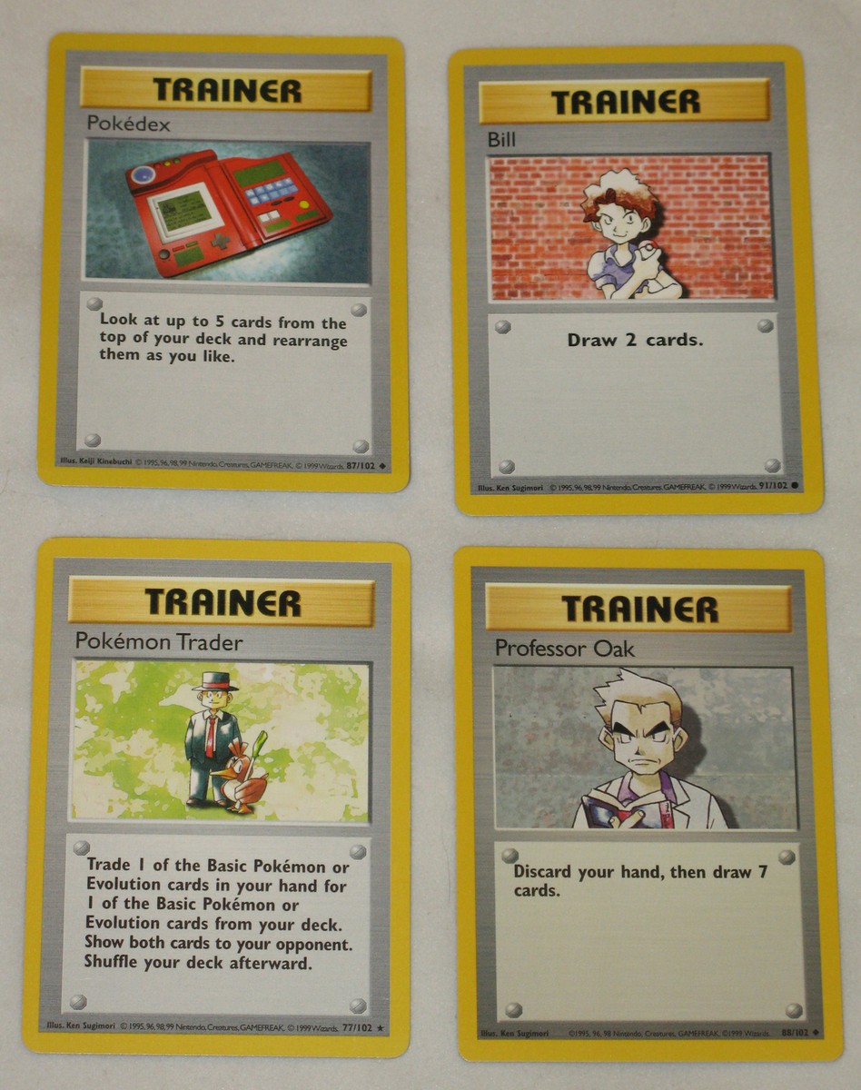 Vintage Pokemon Trainer Cards 4-Lot 1999 Base Set 77-87-88
