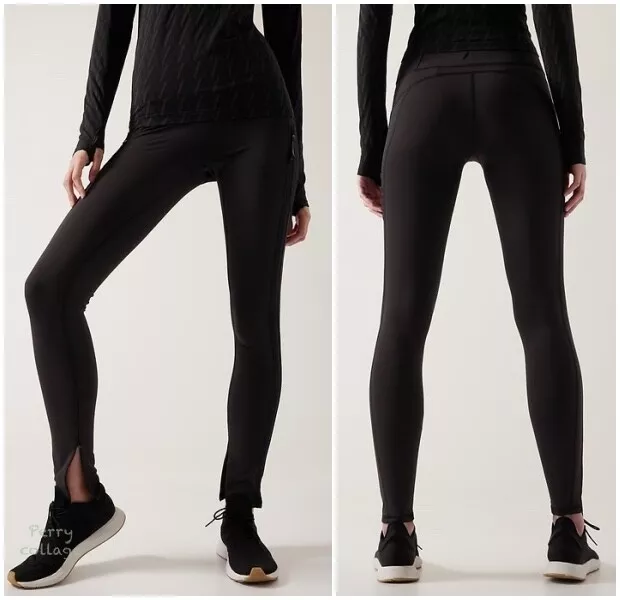 Athleta SP S PETITE Legend Rainier Split Tight Leggings Zip Black